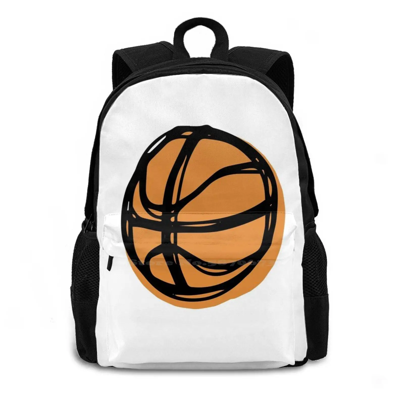 Basketball Watercolor Sketch Large Capacity School Backpack Laptop Travel Bags Basketball Bball Sports Ball Watercolor Sketch