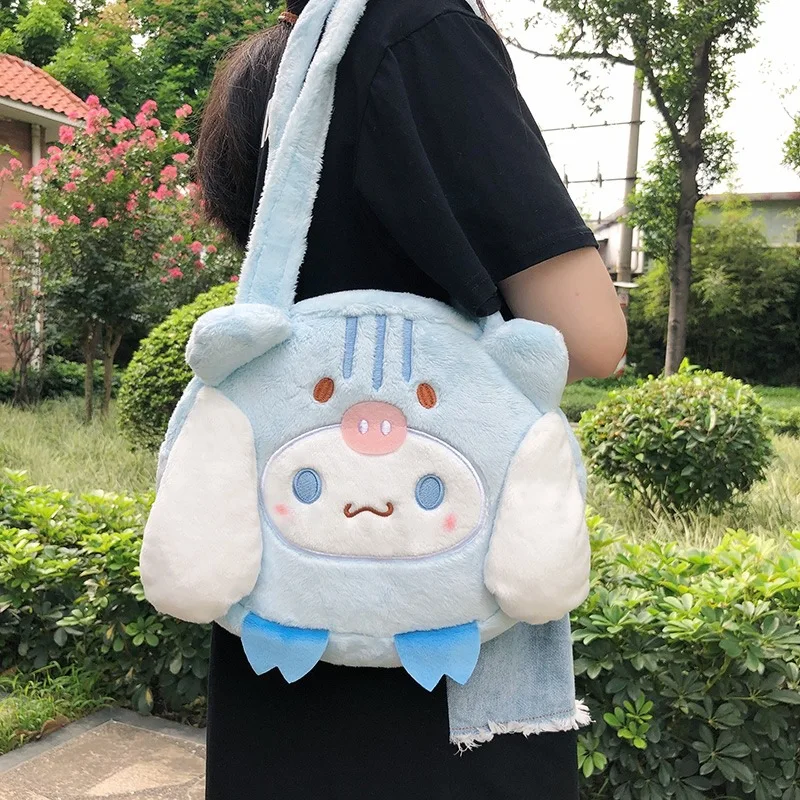 Sanrio Hello Kittty Kawaii Purses and Handbags Plush Bags for Women Cute Cinnamon Dog My Melody Shoulder Phone Bag for Ladies