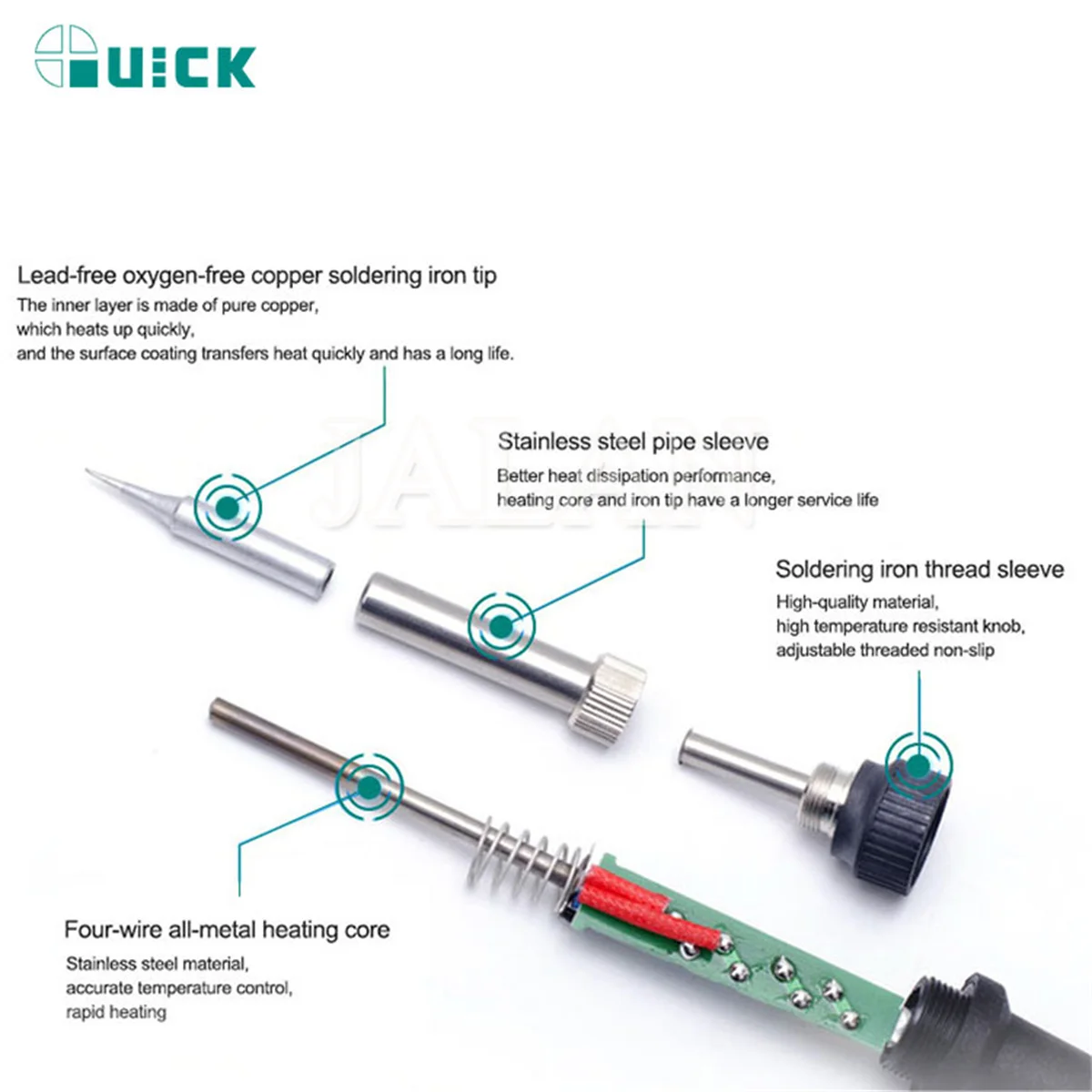 QUICK 8586D +-Estación de retrabajo 2 en 1, soldador eléctrico, pistola de aire caliente, pantalla de teléfono móvil, placa base, herramienta de reparación sin plomo