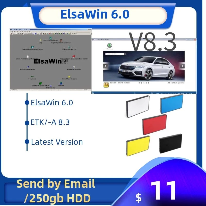 2024 Hot ELSAWIN 6.0 E T/ K 8 .3 Newest for A-udi for V-W Auto Repair Software Vehicles Electronic Parts Catalogue in 250gb hdd