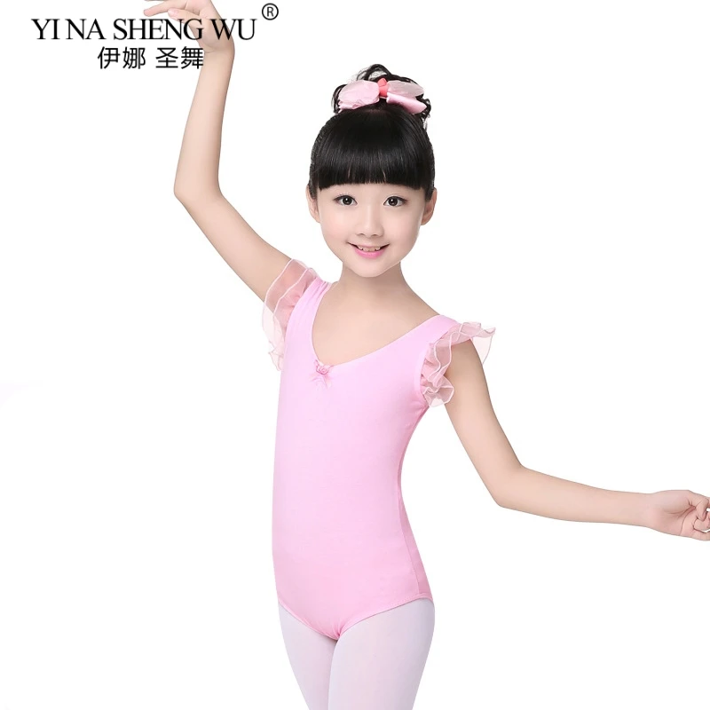 Newest Summer Girls Dance Clothes Children Gymnastics Leotard Kids Dance Ballet Underwear Practice Leotard Costumes Chiffon