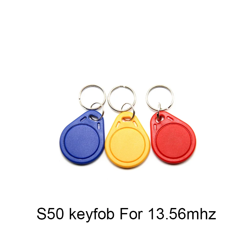 100pcs 13.56MHz IC M1 S50 Keyfobs Tags RFID Key Finder Badge Card Token  Attendance Management Keychain ABS Waterproof