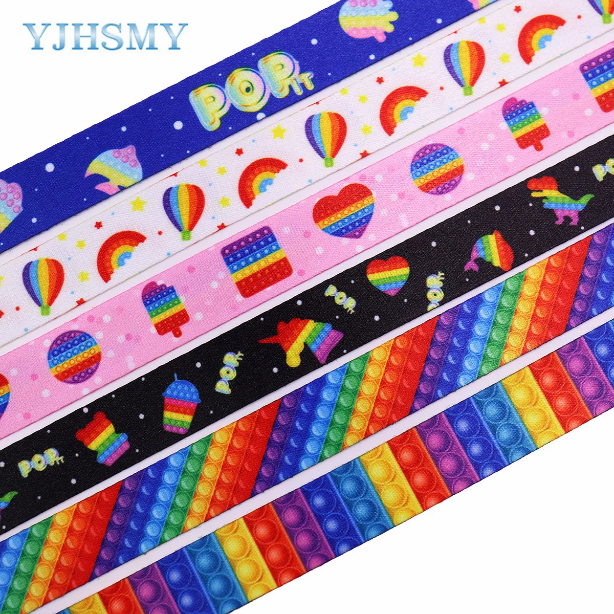 Rainbow Gradient Printed Polyester Ribbons 3/4