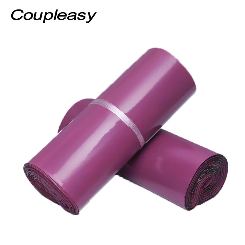 100Pcs/Lot Purple Poly Mailer with Handle Self-Seal Courier Storage Bags Waterproof Handy Shipping Bags Thicken Mailing Envelope