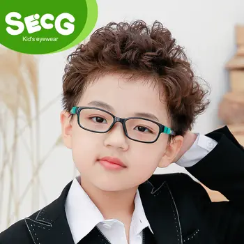 SECG Barnglasögonbåge Silikon Mjuk TR90 Barnreceptbelagda Glasögon Optiska Glasögonbåge Säkerhet Fallskydd Tryck 10 best sales Kids glasses frame - №7