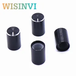 10pcs black silver aluminum alloy knob switch cap / 10mm*15mm hole 6MM amplifier audio volume potentiometer DIY knob cover