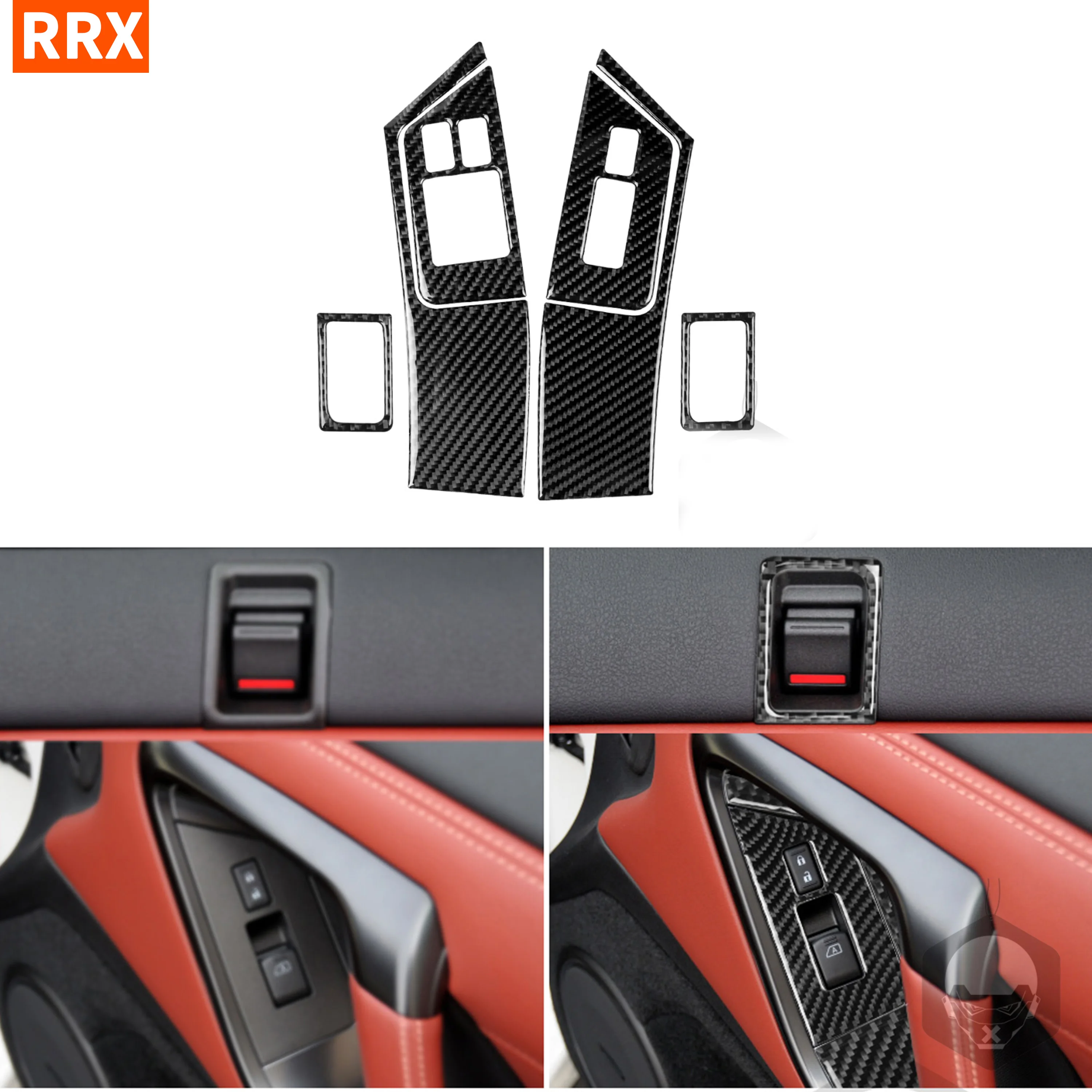 

For GTR R35 2008-2016 Real Black Carbon Fiber Stickers Window Lift Demist Panel Door Lock Frame Interiors Car Accessories