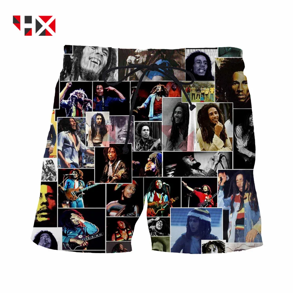 2021  Summer New Style Trend Rock Reggae BOB Marley Face Smile 3D Print Unisex Shorts Harajuku Style Shorts HX214