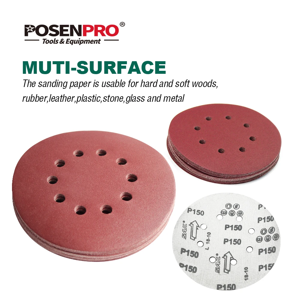 Posenpro-disco de lixa para polimento de drywall, 180mm, 215mm, vários buracos, polidor de drywall, ppds185, ppds225