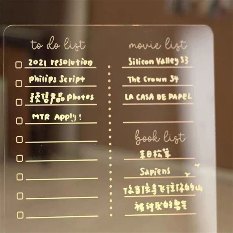 Transparent Acrylic Plug-In Luminescent Note Board Desktop Memo Polaroid Decorative Board Night Light Room Decoration