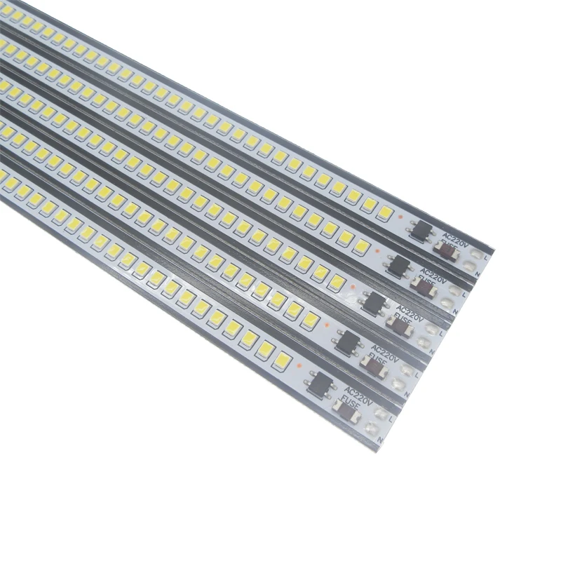 Barra de tubo de luz LED, 6W, 40cm, 220V, 390mm, 72LED, alto brillo, SMD2835, tira de aluminio, Blanco cálido, rojo, verde, azul, 5-50 unidades