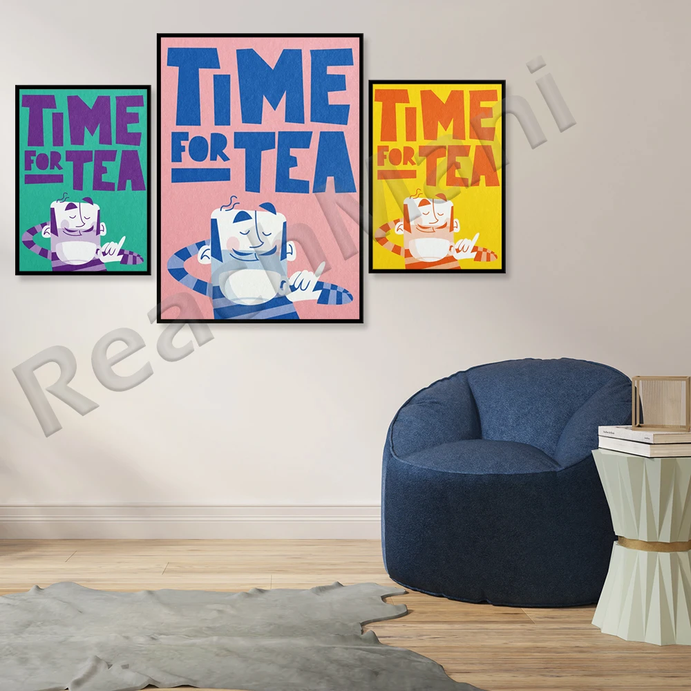 Time for Tea Print|Foodie Gift | Kitchen Art | Poster Print|Wall Decor | French Vintage|Housewarming|Mid Century | Cup of tea