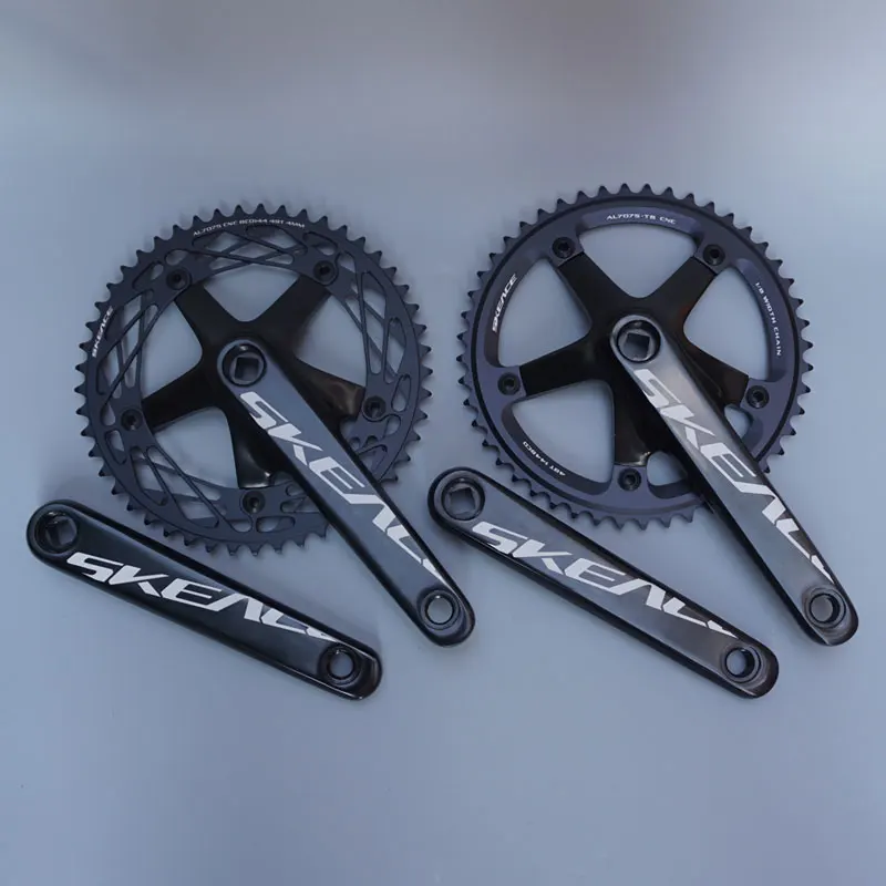 48T 1/8 Width Chain BCD144mm Fixed Gear Bicycle Crankset Square Hole Axis Race AL7075-T6 CNC 49T Spider Disc 165mm Crank Leg