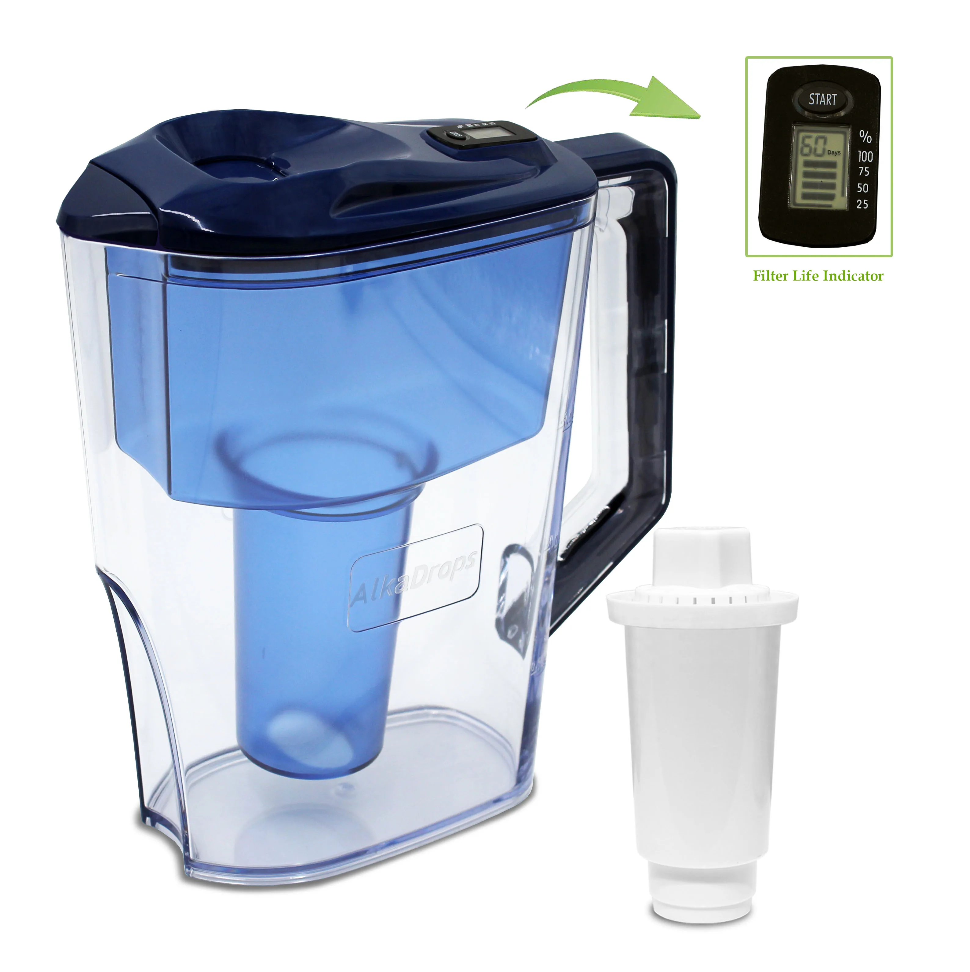 Alkaline Water filter Pitcher (WP6)-7 Stage water Ionizer prifier to Purify Increase PH Levels and provides low negative ORP