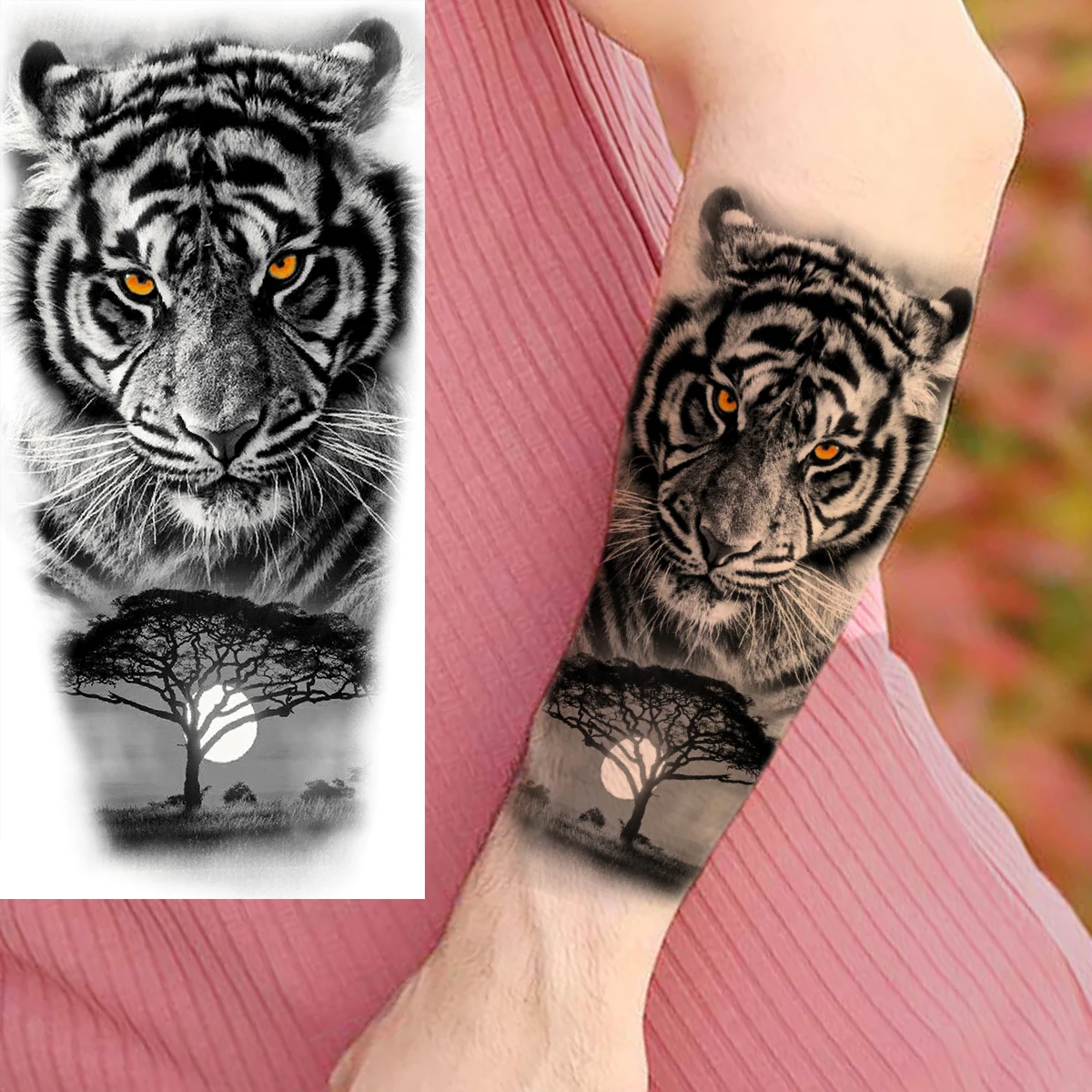 3D Tiger Woods Lion Warrior Tijdelijke Tatoeages Voor Vrouwen Volwassen Mannen Uil Universe Bloem Eagle Fake Tattoo Onderarm Wasbaar Tatoos