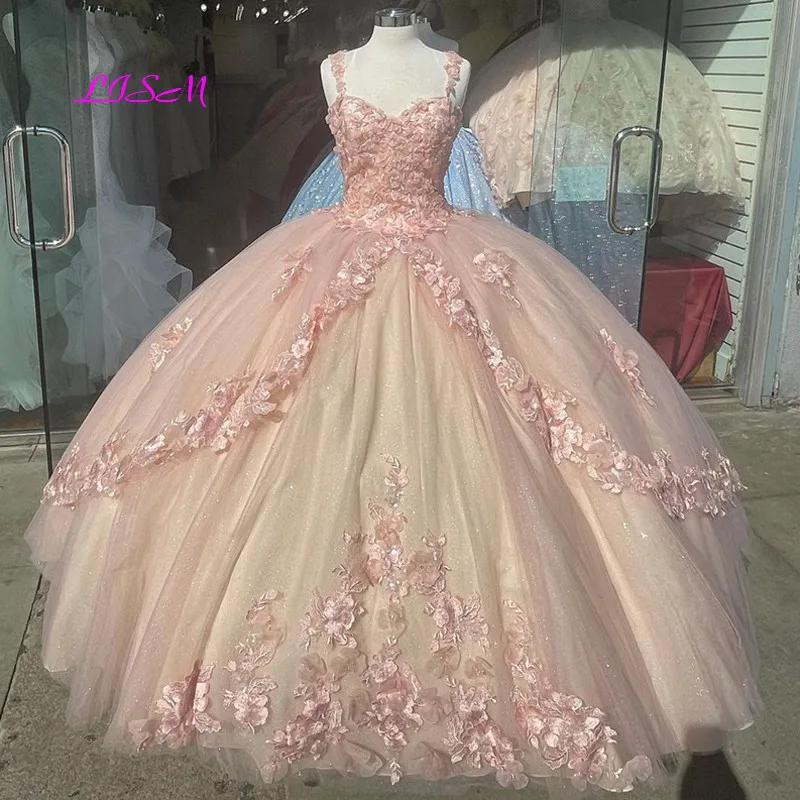 Vestidos de baile de Quinceañera, vestido de lentejuelas con hombros descubiertos, de tul, para fiesta, años 2021