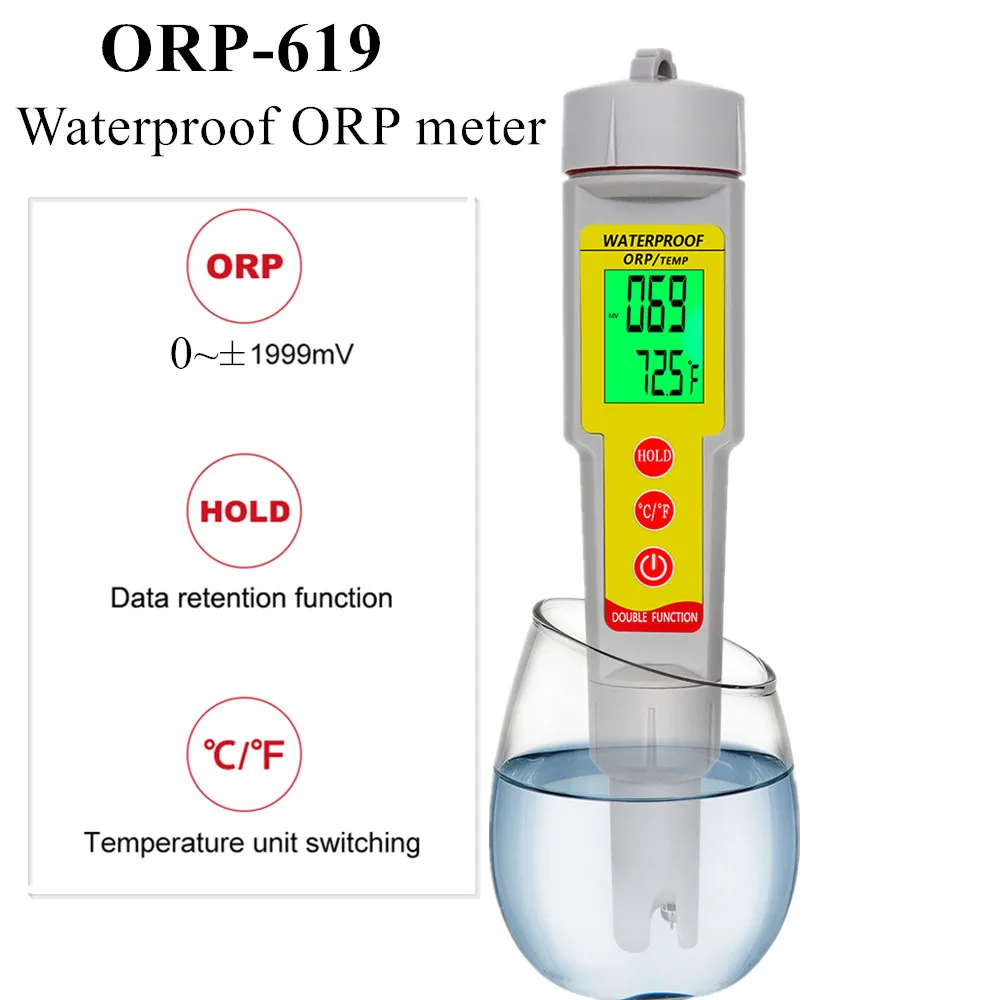 ORP-619 Waterproof ORP/TEMP meter Drinking Water Quality Analysis Device Portable Oxidation Reduction Analyzer ORP meter