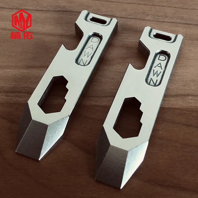 1PC M390 Steel High-Strength Small Crowbar Screwdriver Wrench Opener Outdoor EDC Self-Defense Keychain Combination Tool