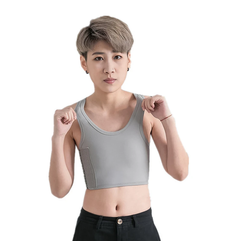 

Women Trans Lesbian Tomboy Mesh Chest Breast Binder Ultra-flat Breathable Short Corset Les Vest Tank Tops Cosplay Underwear