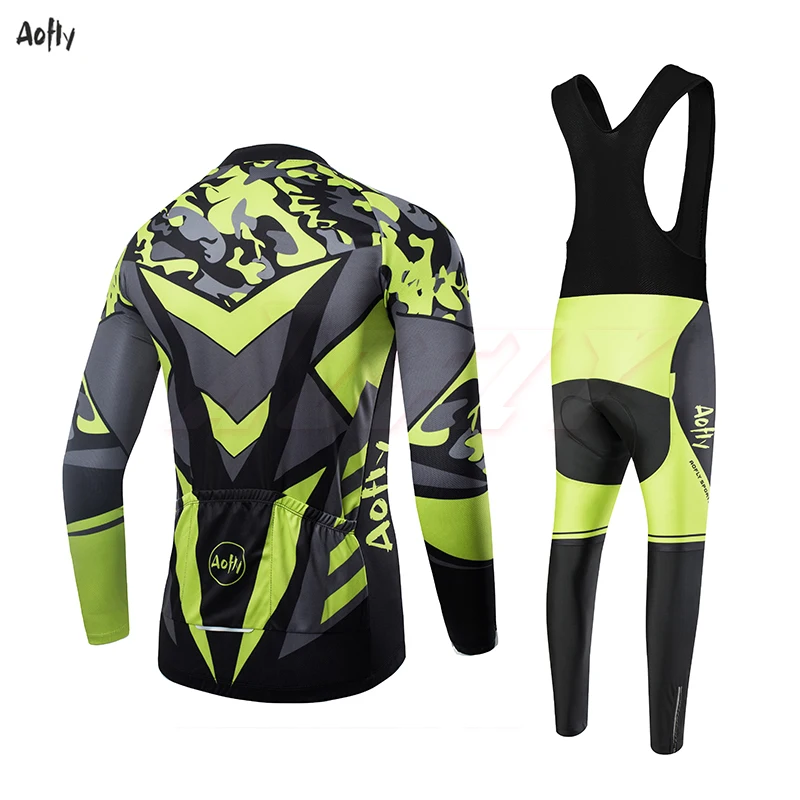 Cycling Jersey Long sleeve Pro Team Aofly Cycling Clothing MTB Cycling Bib spring fall Men Bike Jersey Set Ropa Ciclismo