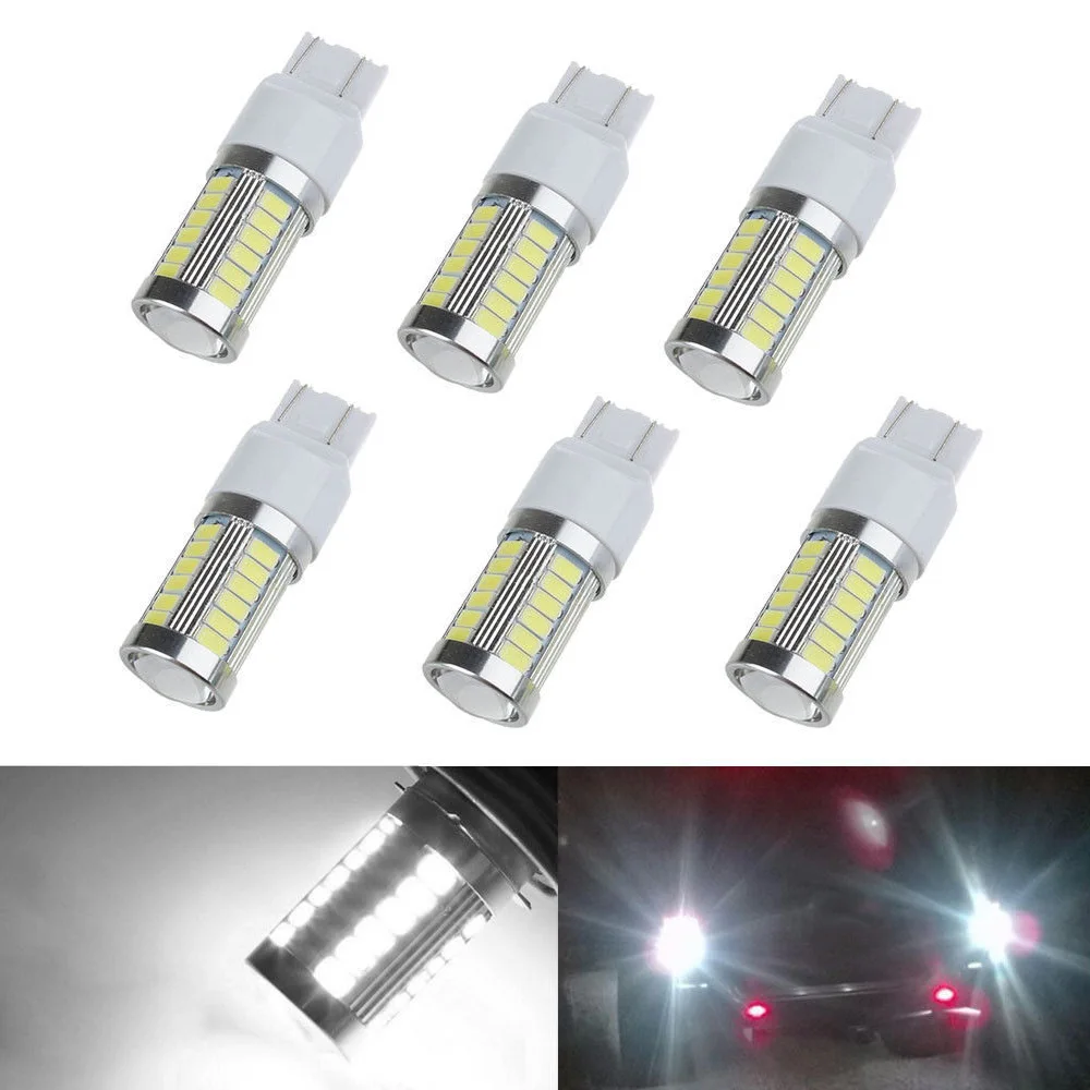 

2pcs Car T20 6000K Super White Back Up Reverse 7443 5630 33SMD LED Map Dome Backup Lights Bulbs Accessories Universal