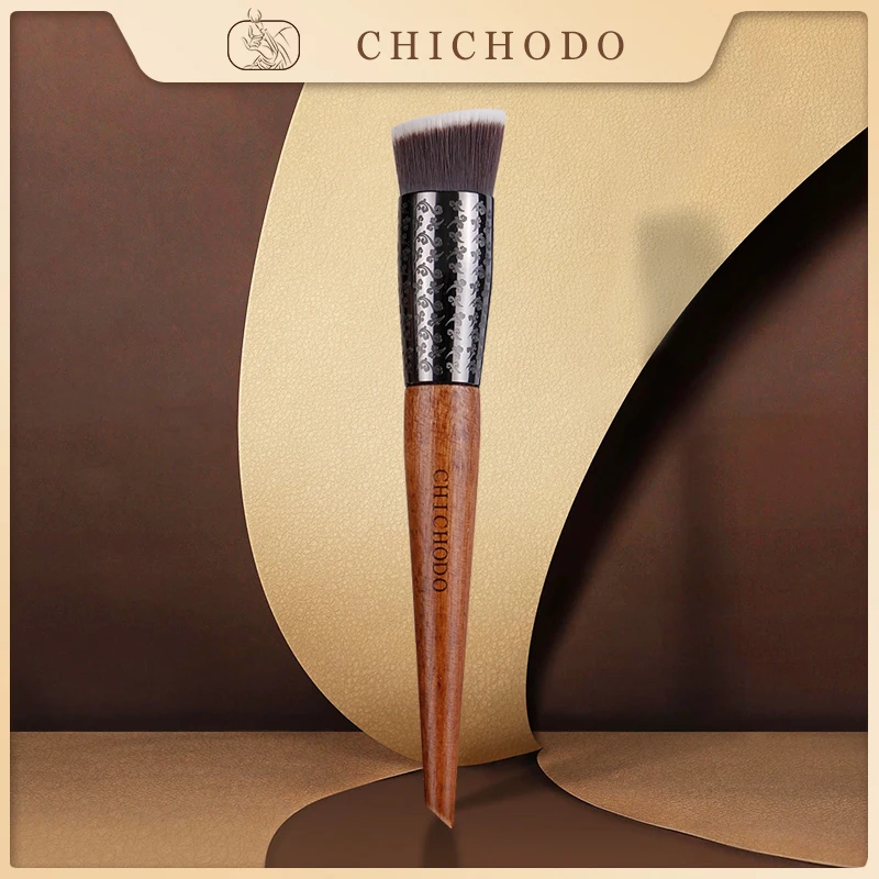 CHICHODO Makeup Brush Amber Series Carved Tube Synthetic Hair Liquid Foundation Brush & BB Brush-F224