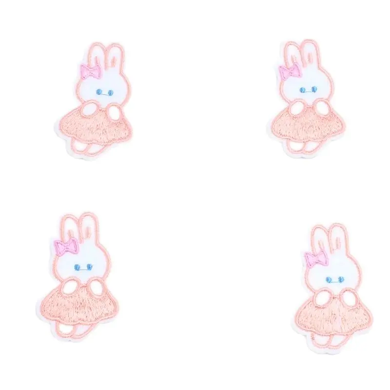 10pcs Cartoon Rabbit Patches Iron On Cute Animal Stickers Handmade Girls Clothes Shoes Bags Hats Sewing Appliques DIY Badge