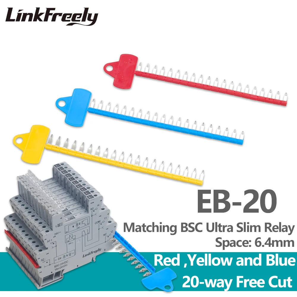 20-Way Fast Bridge Connector for BSC Ultra-Slim Screw Connection Relay Module Space of 6.4mm Pin Type Plug-in Wiring Connector