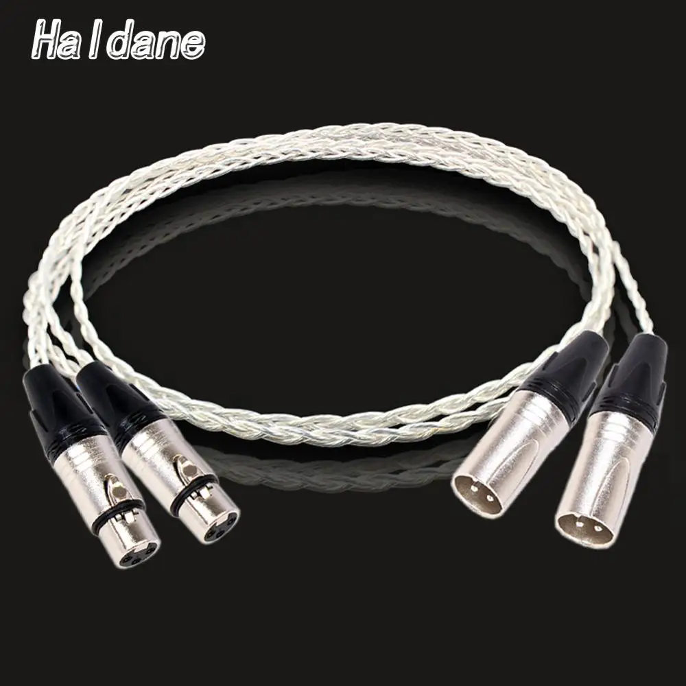 

Haladne Pair 8AG Single Crystal Silver HIFI XLR Male to Female Leads Balanced Audio Cable for Amplifier CD player