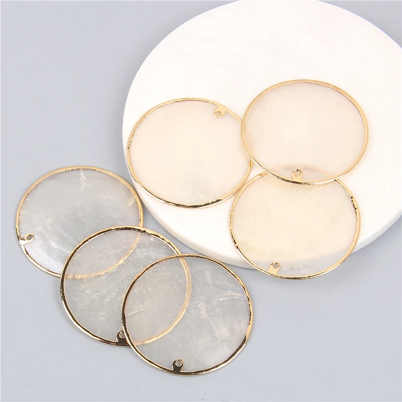 Natural Shell Beads Pieces Round Shape Plating Bulk Charm for Jewelry Making DIY Chandelier Necklace Accessories