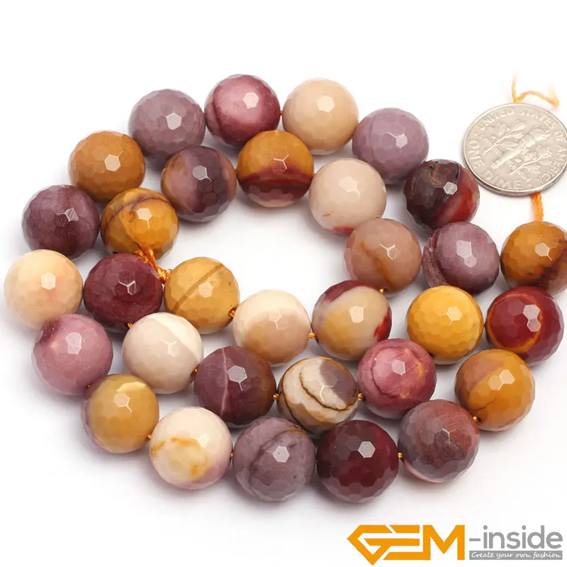 Natural Stone Mookaite Jaspers Round Faceted Bead For Jewelry Making Strand 15 Inch DIY Fashion Bracelet Beads 6mm 8mm 10mm 12mm