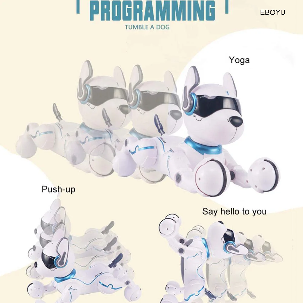 JXD-Robot Intelligent A001 pour Enfants, Chien RC, Promenade et brev, Animal de Compagnie Interactif, Chiot, Télécommande, Commande Vocale, Jouet Intelligent