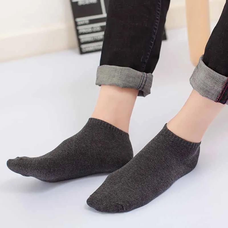 Oversize Men\'s Socks Cotton Plus Size Solid Color Men Business Casual Short Ankle Sock Black White Gray Summer Calcetines Hombre