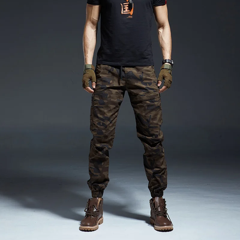 Sweatpants Male Cargo Pants Casual Multi-pocket Overalls Men's Large Straight Drawstring Elastic Tide Brand Harem Pants Trousers