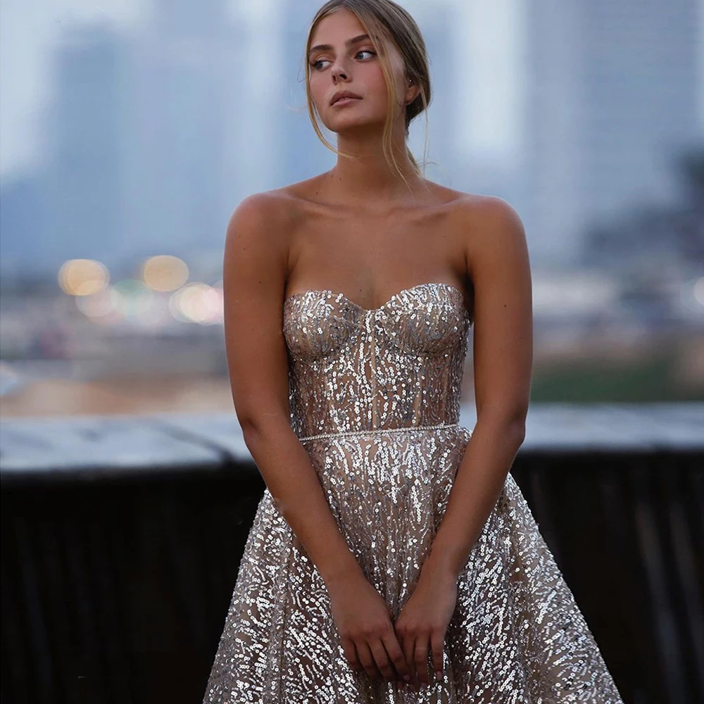 Prachtige Glitter Avondjurken 2023 A-Lijn Off The Shoulder Elegante Vrouwen Formele Feestjurk Enkellange Sweetheart Prom-Jurk