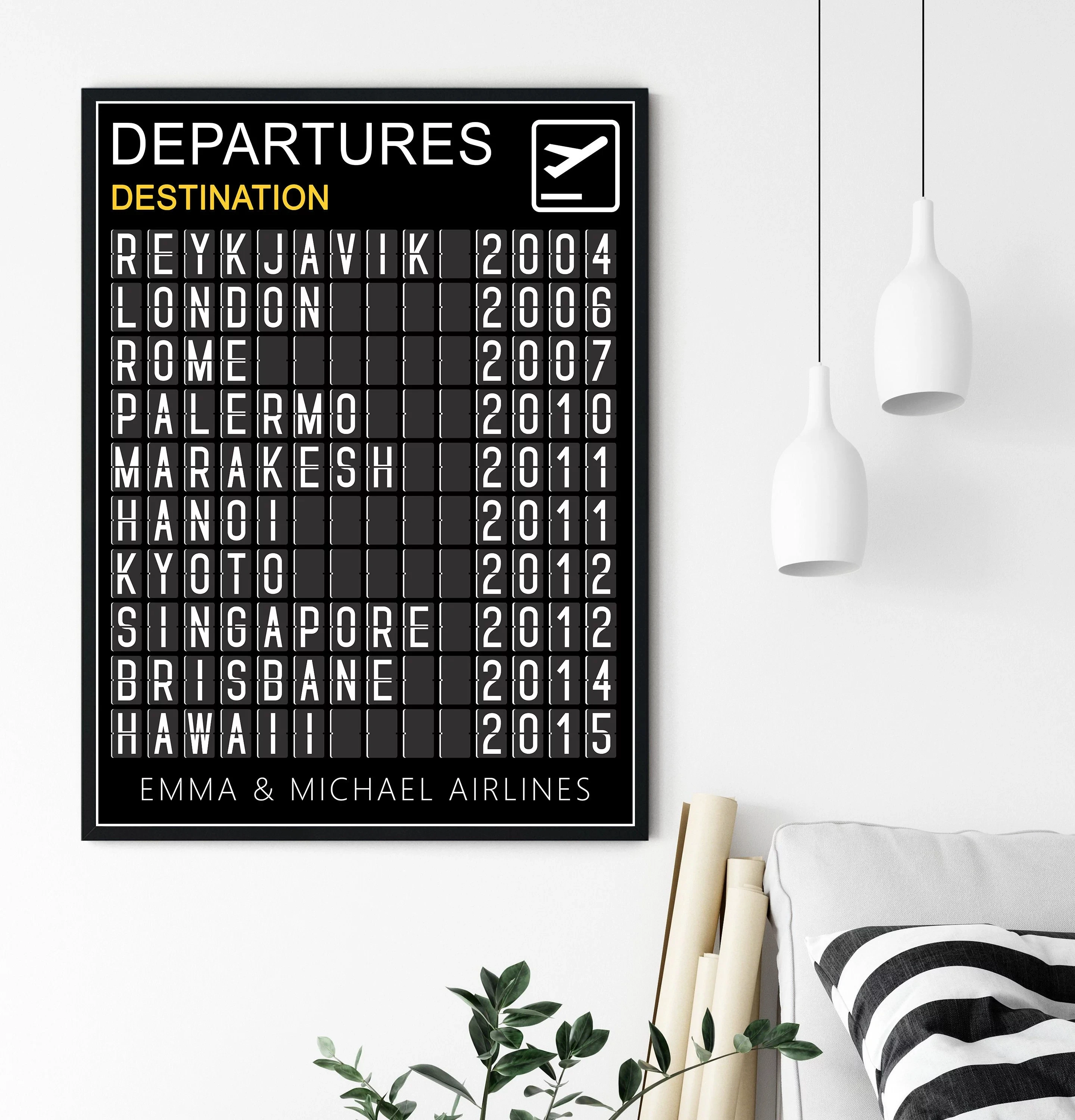 Personalised Custom Travel Poster Privater Design Airport Departure Board Print Canvas Painting Wall Art Decor Study Room Gift