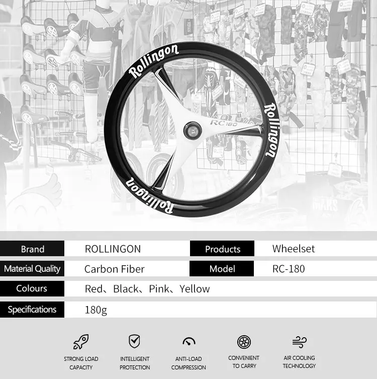 Rollingon roda sepeda RC180, suku cadang pit serat karbon Pushbike 12 inci dapat disesuaikan, modifikasi Walker Light roda RC180