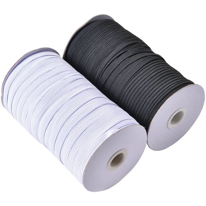 3mm 5mm 6mm Elastic Band Masks Rope 8/10/12MM White Black High Elastic Flat Rubber Band Waist Band Sewing Rope for DIY Mask