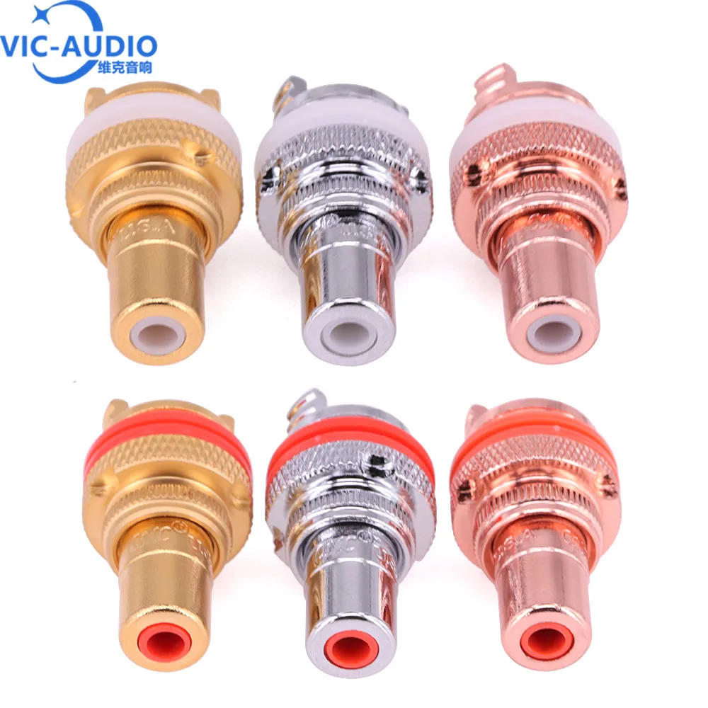 RCA Audio Connector Female Socket HiFi Plug Connector Chassis For CMC Connectors Gold Plated Copper Jack 32mm Copper Plug Amp