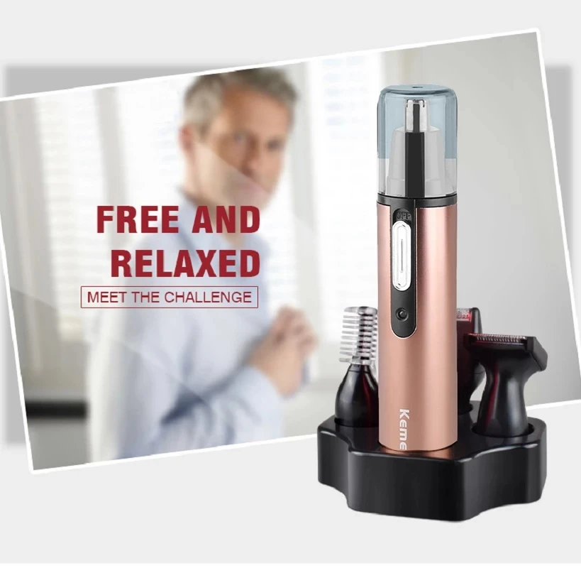 KM-6660 4in1ชาร์จ Pencukur Bulu Hidung Beard Trimer Men & Women Grooming หน้าจมูกผม Trimmer สำหรับจมูกและหู