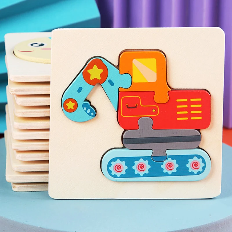 Drewniane zabawki dla dzieci, drewniane puzzle 3D, puzzle z motywami zwierząt z kreskówek, edukacyjne puzzle do wczesnej nauki, zabawki edukacyjne dla dzieci, prezent dla dzieci.