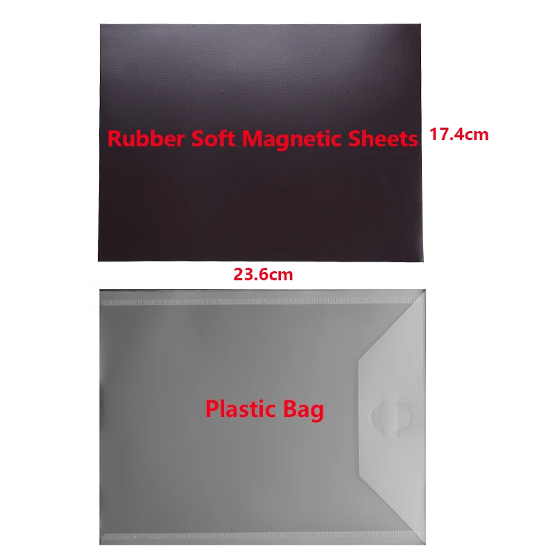 23.6x17.4cm 0.5mm Rubber Soft Magnet Sheets Black Magnetic Mats for Refrigerator Pictures Cutting Dies Crafts Storage One Side