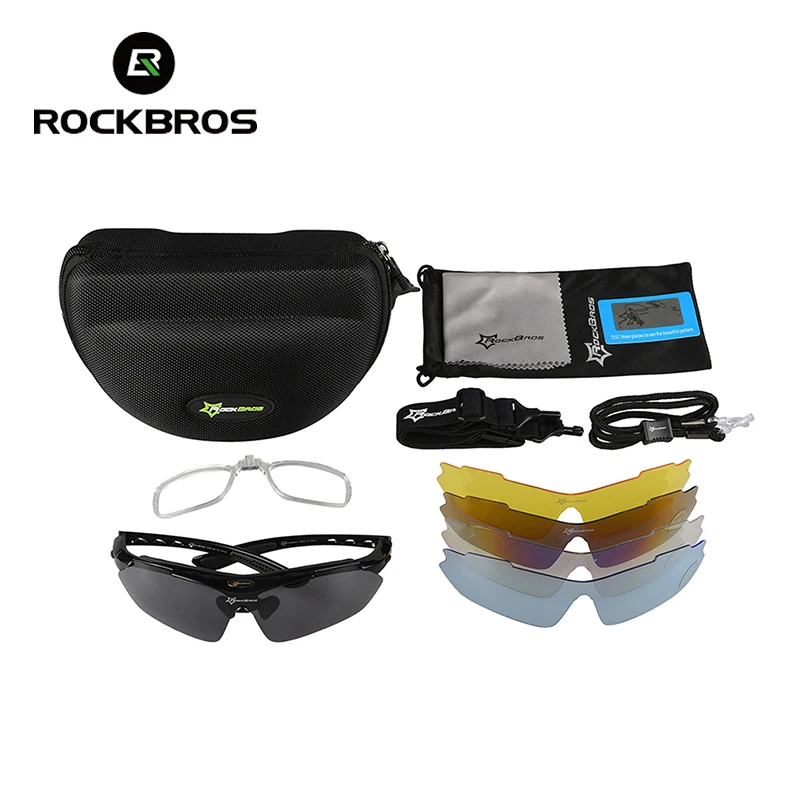 ROCKBROS 5 Lenses Polarized Cycling Glasses with Myopia Frame Men Sunglasses Road Bike Goggles Mountain Bicycle Eyewear Women