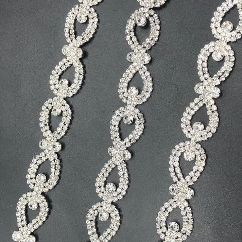 

10 ярдов отделка стразами, кристально прозрачная серебряная цепочка с бантом, отделка свадебных украшений, пришитая аппликация, аксессуары «сделай сам»