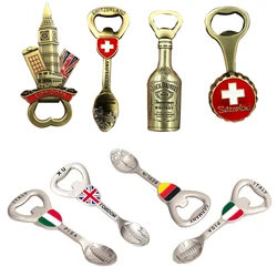 Abridor De Garrafas De Metal Magnético Para Cozinha, Ímãs De Geladeira, Decoração Para Casa, Londres, França, Viagem Lembranças Presente, Criativo Frigorífico Adesivo