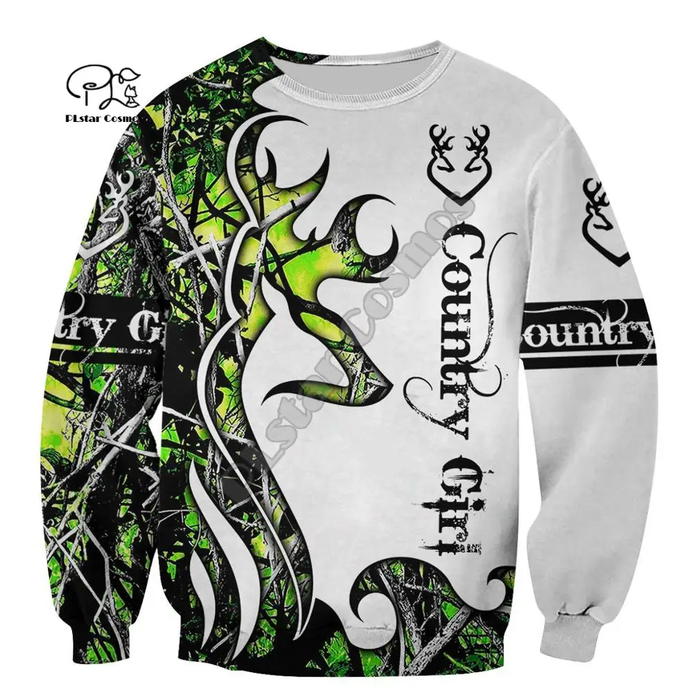 NewFashion Country Girl Hunter Deer Hunting Animal Camouflag Tattoo Pullover Tracksuit Sweatshirts Men/Women 3Dprint Hoodies S19