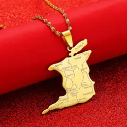 Trinidad and Tobago Map City Name Pendant Necklaces Women Men Stainless Steel Ethnic Jewelry Gift