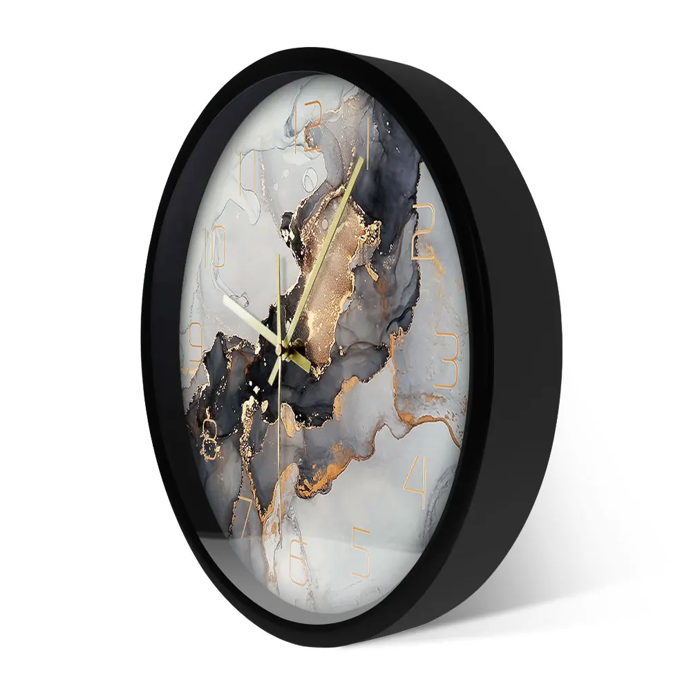 Abstract Alcohol Ink Printed Wall Clock Modern Art Marble Texture Silent Quartz Clock Watercolor Painting Home Decor Wall Watch