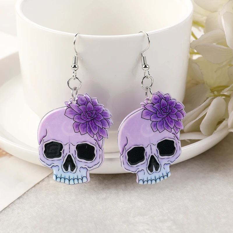 Fashion Pastel Goth Halloween Snake Cat Skull Dangle Earrings For Girls Women Birthday Gift Lovely Jewelry