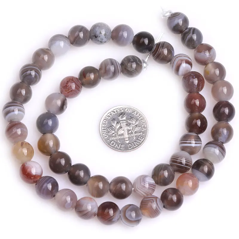 Natural Stone Bead Botswana Agates Round Beads For Jewelry Making Strand 15 inch DIY Jewelry Loose Bead For Women Gifts